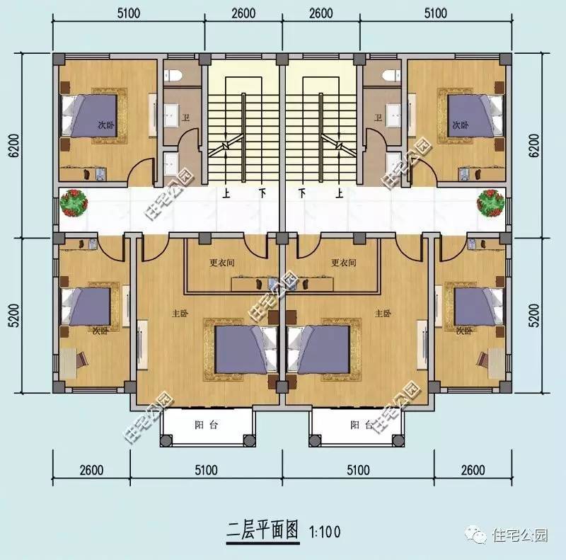 双拼户型设计图(双拼户型图简单大方)