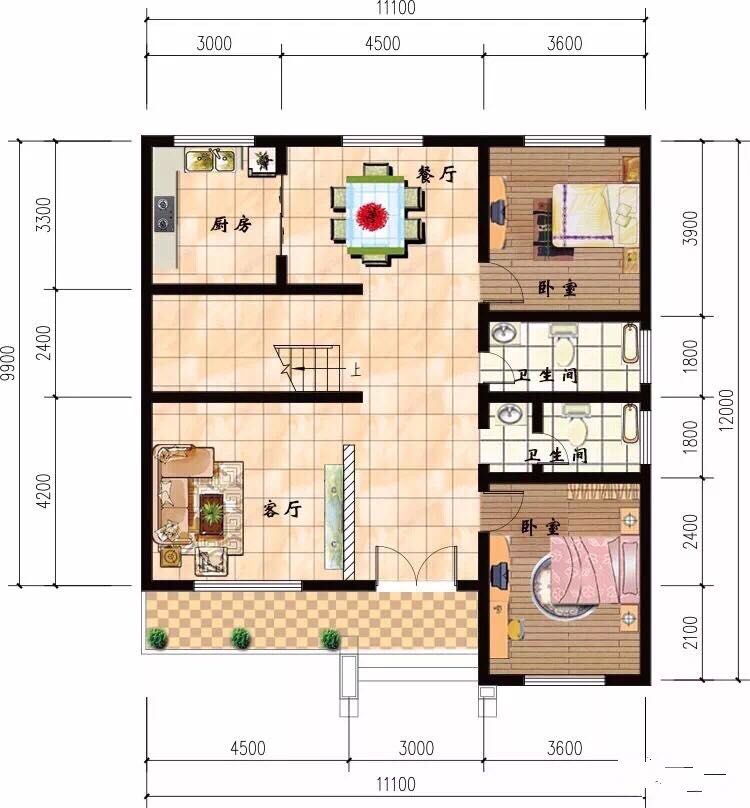 农村10x9m自建房最省钱的图纸(全网农村二层自建房图纸)