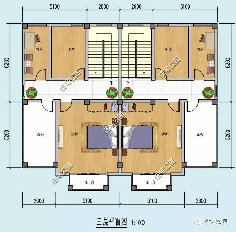 双拼户型设计图(双拼户型图简单大方)