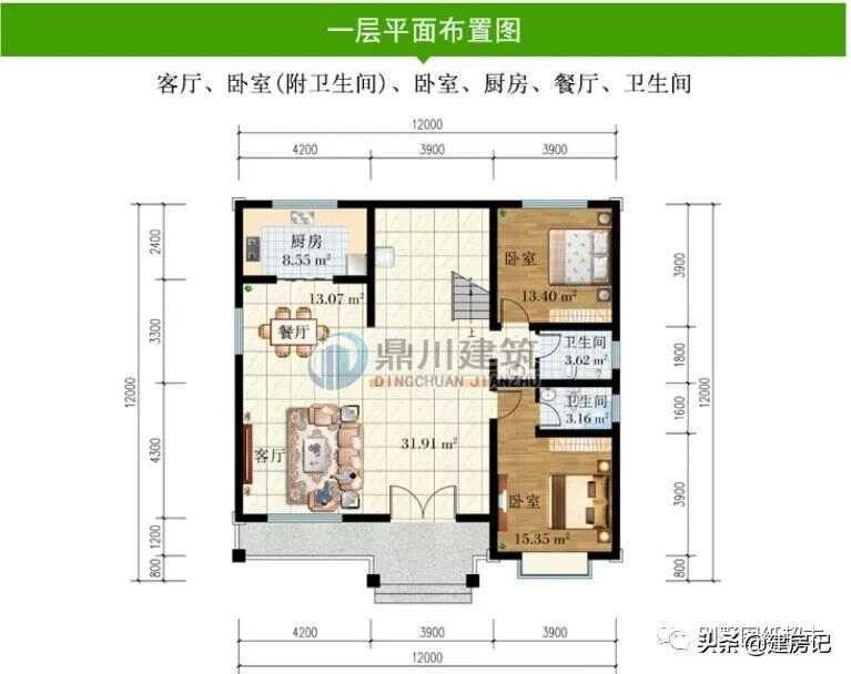 100款湖南农村二层两开间别墅(农村中式别墅二层户型图)