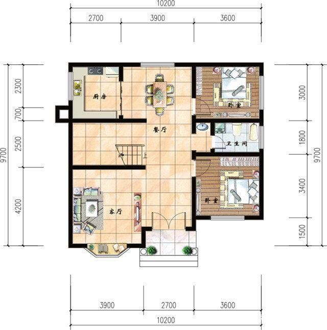 农村10x9m自建房最省钱的图纸(全网农村二层自建房图纸)