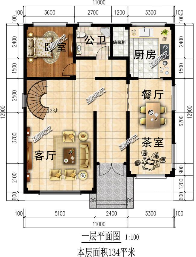 实用别墅外观效果图(小户型别墅平面布局)