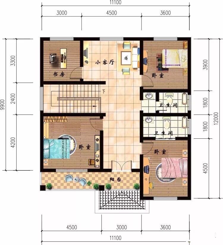 农村10x9m自建房最省钱的图纸(全网农村二层自建房图纸)