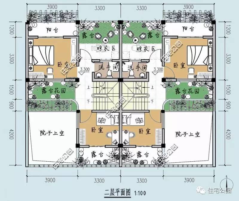 双拼户型设计图(双拼户型图简单大方)