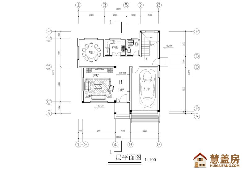 农村经济型带活动室别墅，建筑层数为三层，实用、美观、大方