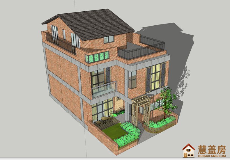 经典砖混结构三层带屋顶花园农村自建房设计图，本套图纸非常的实用