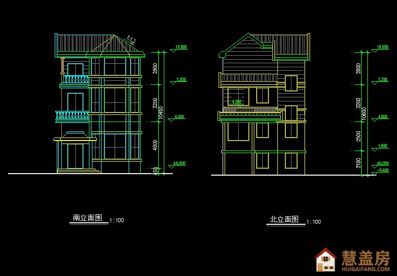 造价15万三层带书房及阁楼外观清新简洁楼房设计图纸