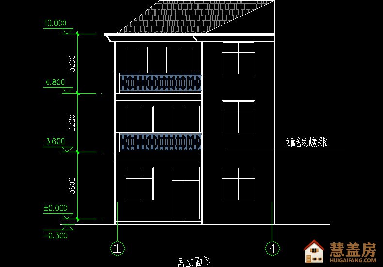 8x10米主体造价25万三层简约风格农村住宅设计图