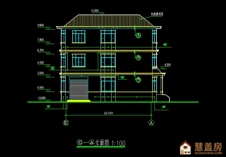 三层砖混结构坡屋顶占地130平方米自建房图纸