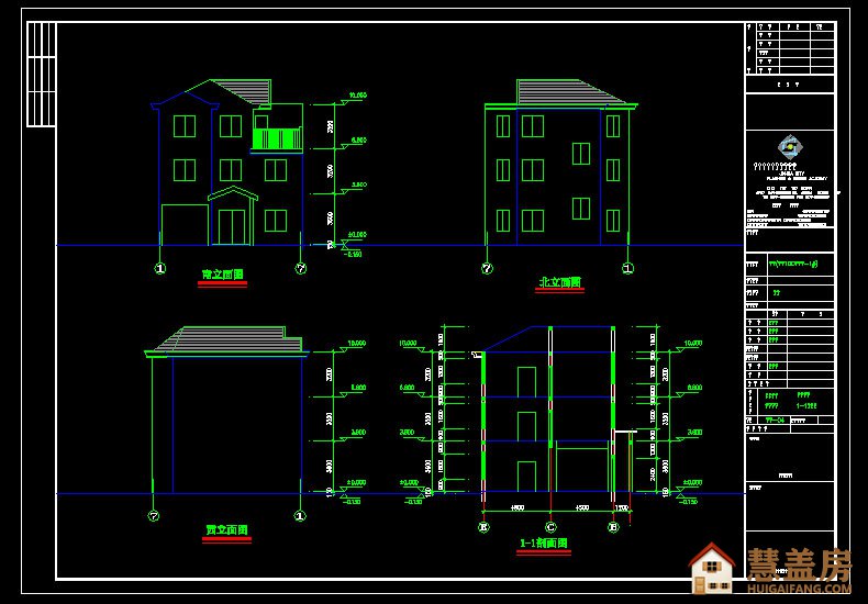 10x10米外观经典简洁型新农村三层自建房设计图