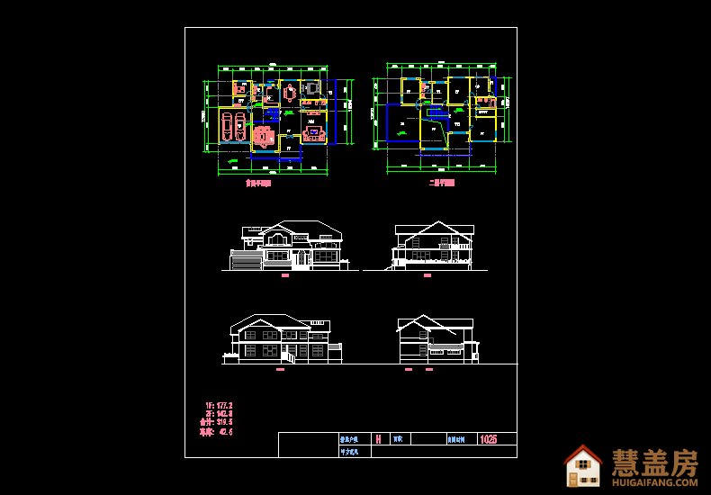 19x13米传统建筑风格自建房设计图及效果图，带双车库和露台