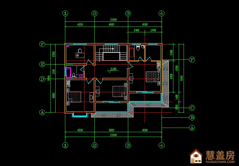 13x9经典二层简易风格，新农村自建房施工图