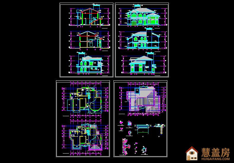 16x13实用型二层独栋住宅设计图纸，带花池欧式风格别墅