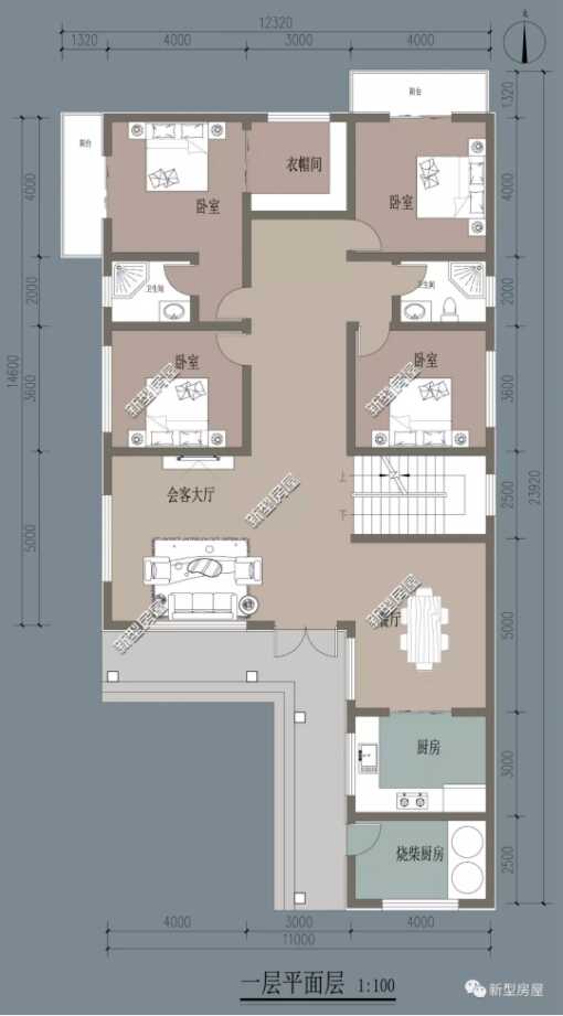 长方形农村小院自建房户型图(农村别墅小院设计实景图)