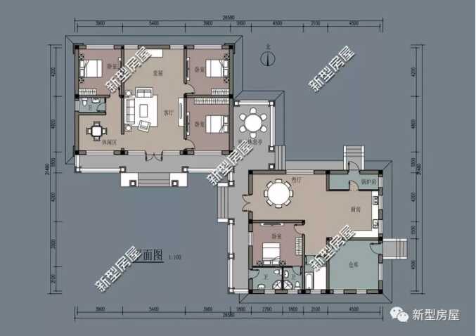 长方形农村小院自建房户型图(农村别墅小院设计实景图)