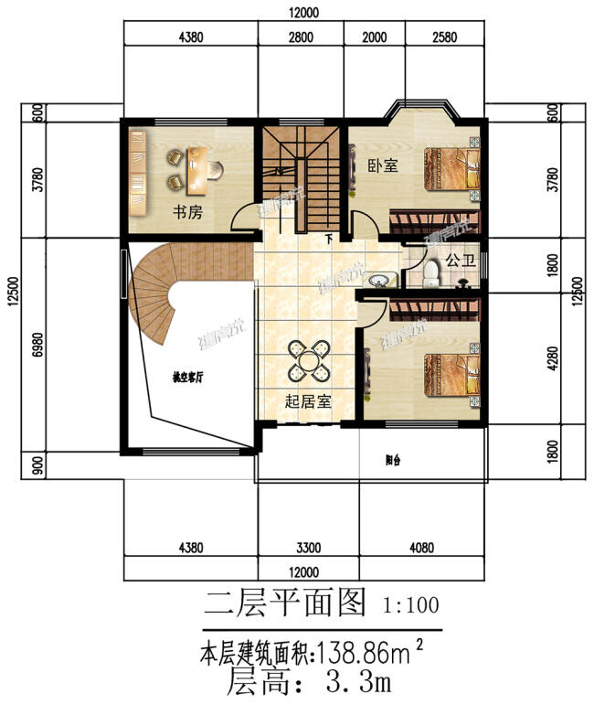 实用别墅外观效果图(小户型别墅平面布局)