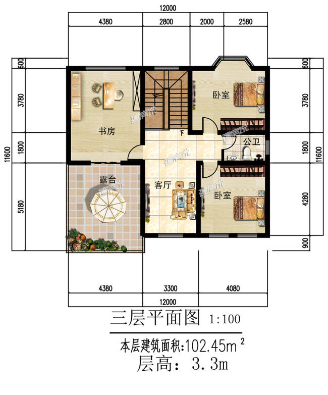 实用别墅外观效果图(小户型别墅平面布局)