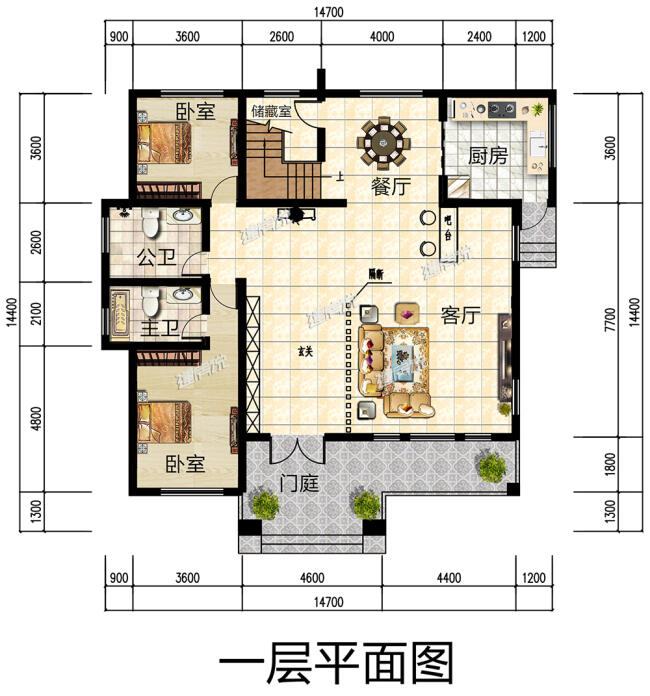 实用别墅外观效果图(小户型别墅平面布局)