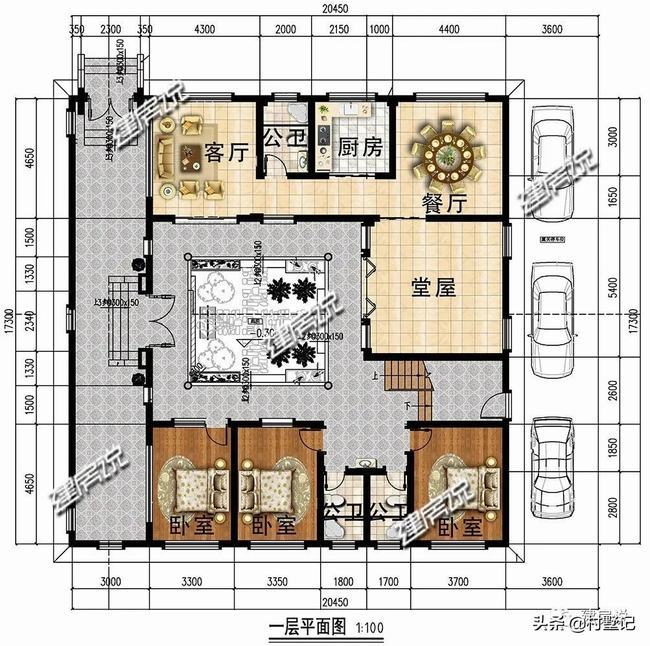 四合院别墅庭院中式外景(中式别墅三层四合院)