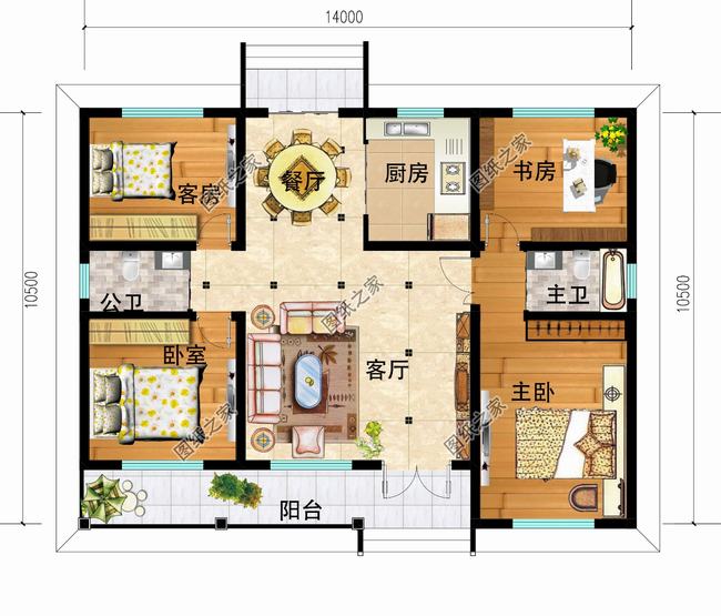 四开间一层自建房户型图(简简单单一层四开间)