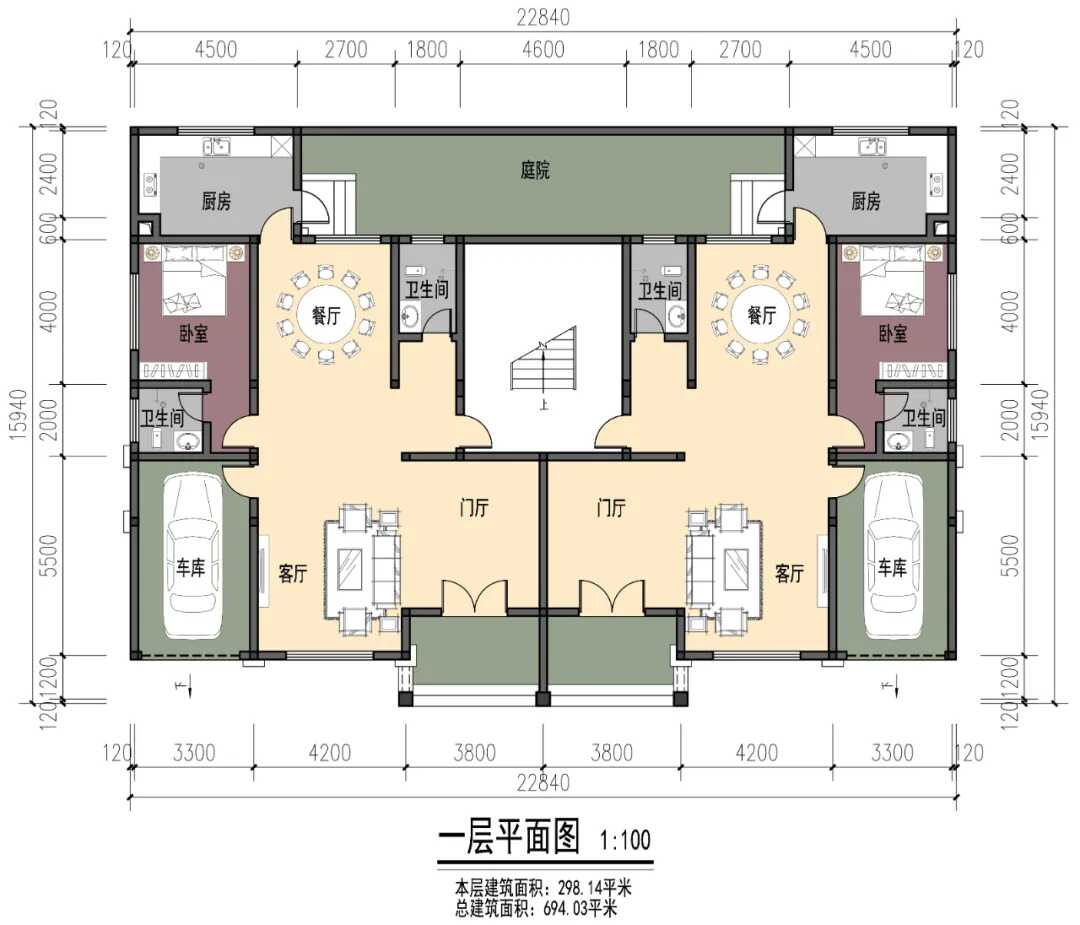 双拼别墅楼梯间设计图(兄弟双拼别墅尖顶设计)