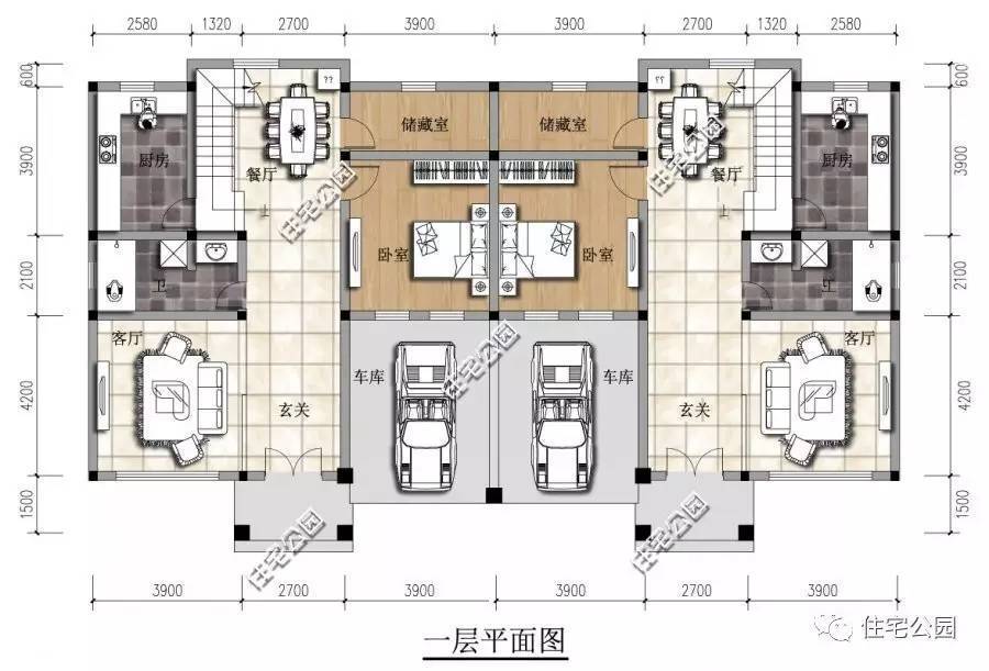 双拼户型设计图(双拼户型图简单大方)