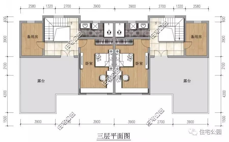 双拼户型设计图(双拼户型图简单大方)