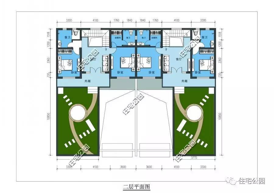 双拼户型设计图(双拼户型图简单大方)