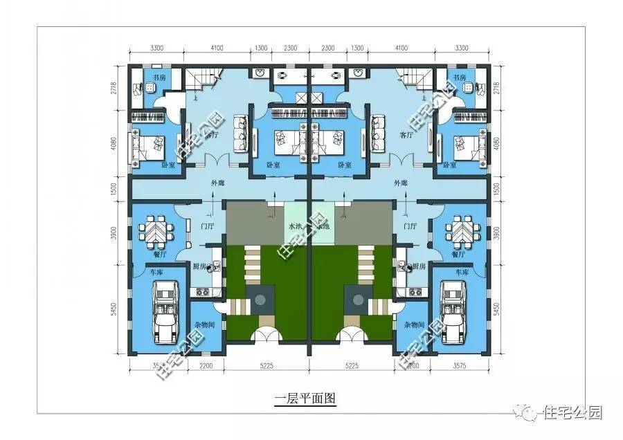 双拼户型设计图(双拼户型图简单大方)