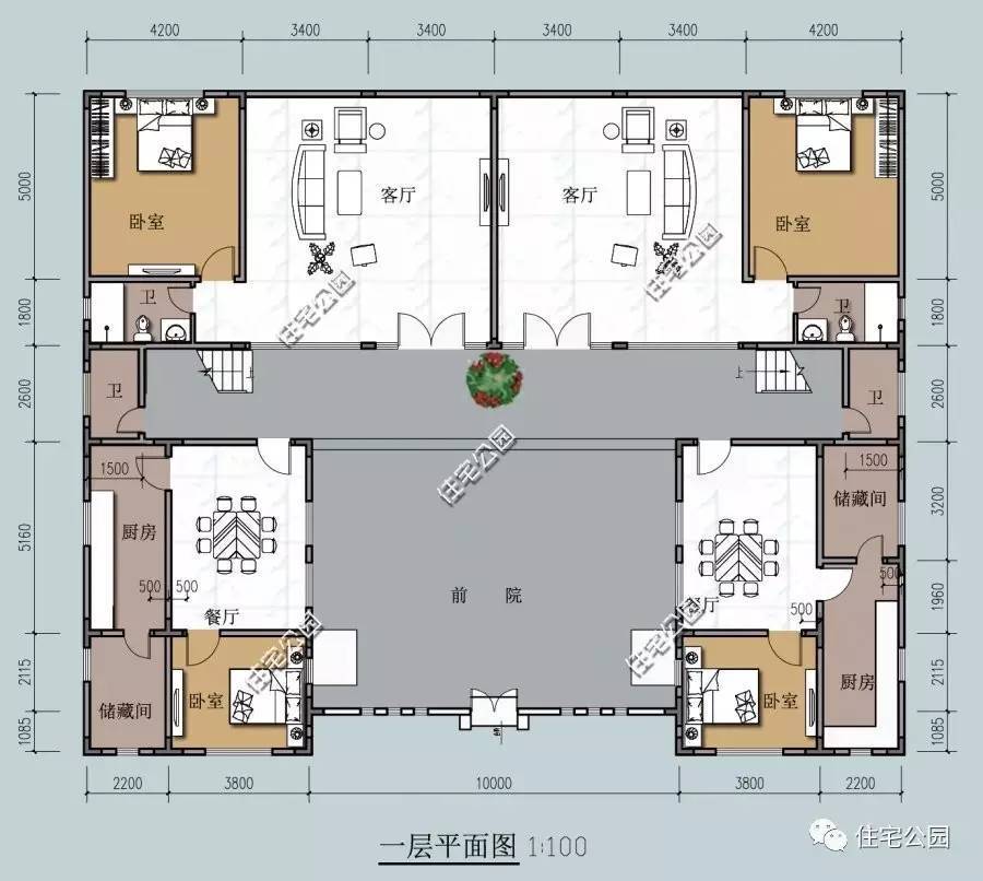 双拼户型设计图(双拼户型图简单大方)