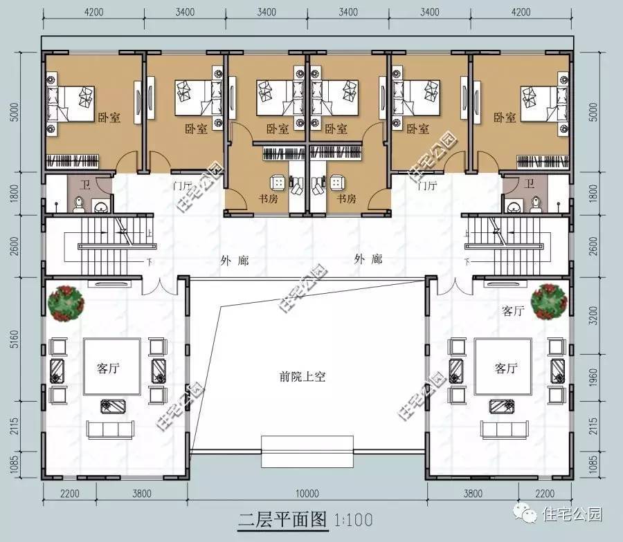 双拼户型设计图(双拼户型图简单大方)