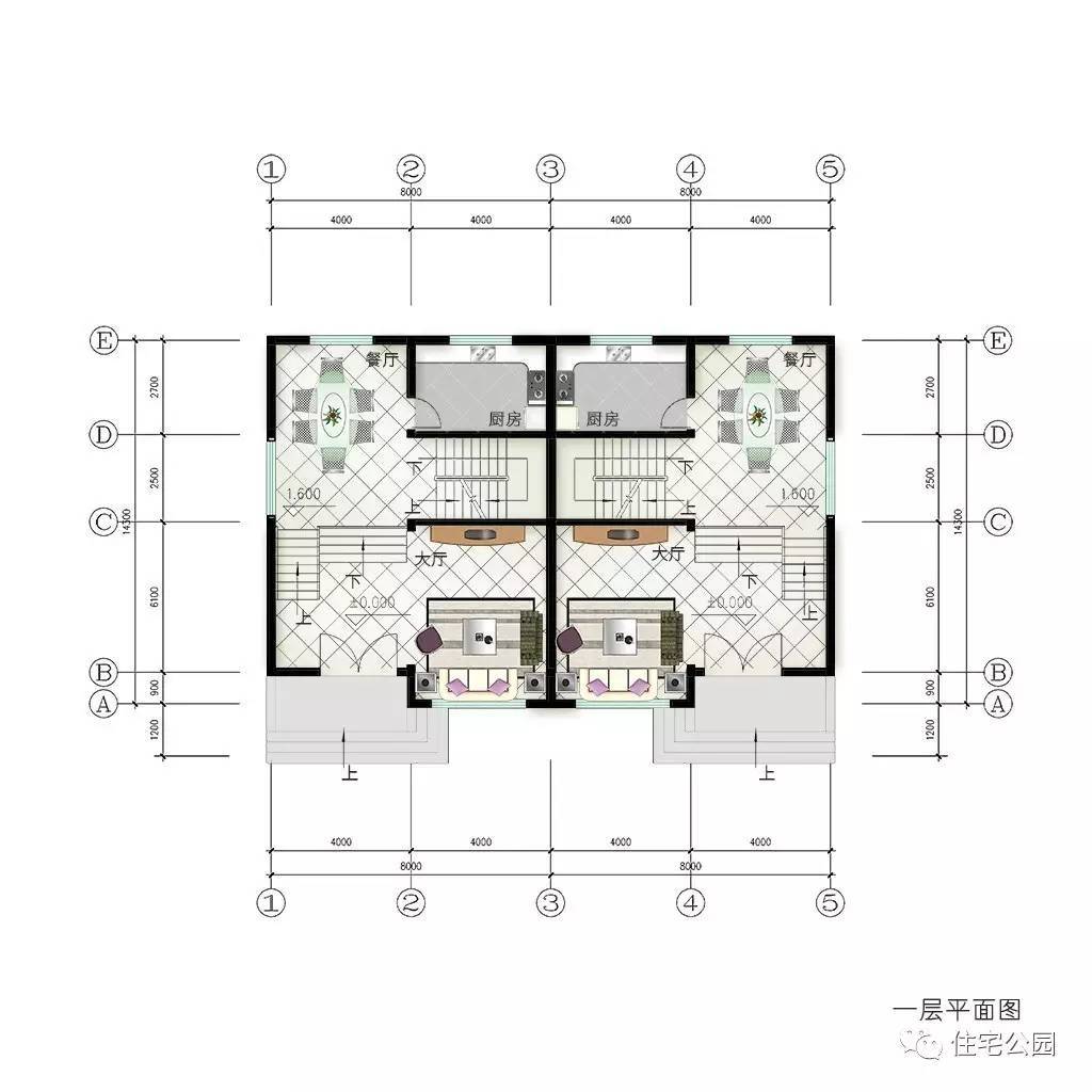 双拼户型设计图(双拼户型图简单大方)