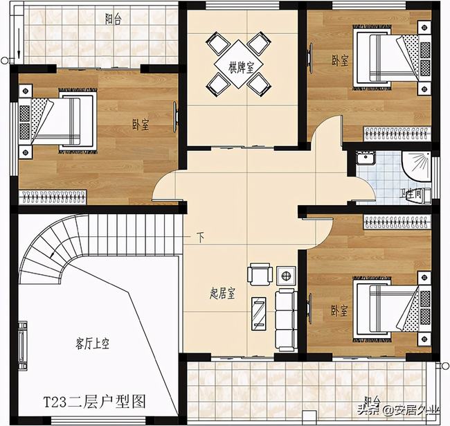 农村自建房客厅挑空设计(长条户型自建房设计)