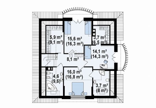 农村竖版长方形二层自建房设计(全网农村二层自建房图纸)