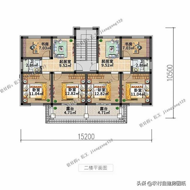 农村四合院二层双拼别墅大全(双拼别墅二层四合院设计)