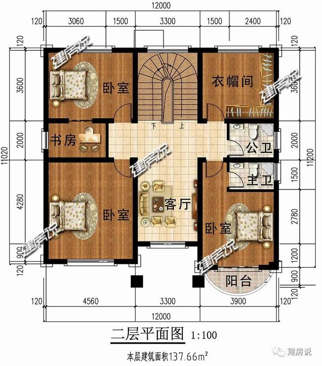 农村12x11别墅设计效果图(12米开间别墅设计)