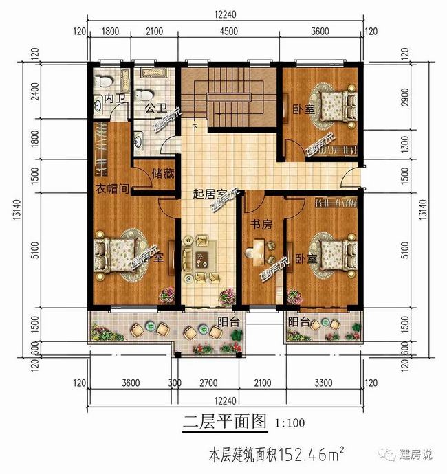 农村12x11别墅设计效果图(12米开间别墅设计)