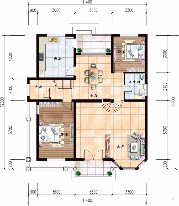 农村10x9m自建房最省钱的图纸(全网农村二层自建房图纸)