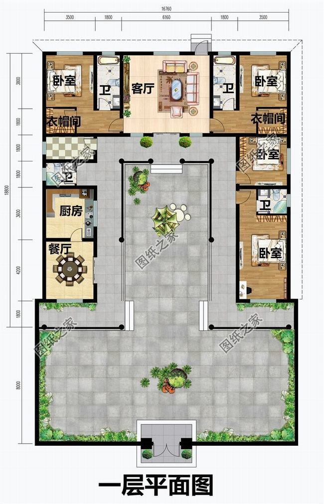 农村一层五间三合院自建房(粉墙黛瓦二层三合院)