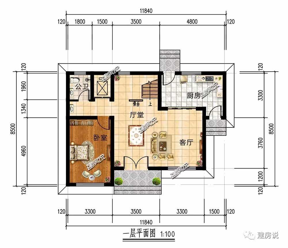 免费500套别墅图纸8米x8.5米二层(长方形宅基地怎么设计)