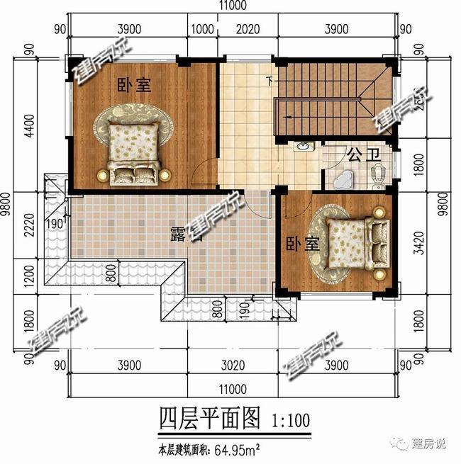 免费500套别墅图纸8米x8.5米二层(长方形宅基地怎么设计)