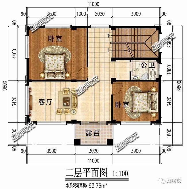 免费500套别墅图纸8米x8.5米二层(长方形宅基地怎么设计)