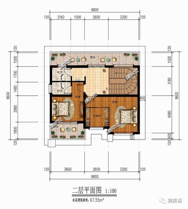 免费500套别墅图纸8米x8.5米二层(长方形宅基地怎么设计)