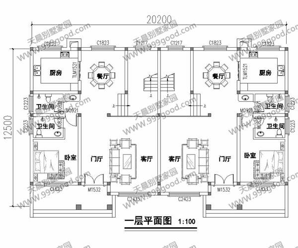 二层跃层双拼别墅设计图(双拼三层跃层别墅设计)