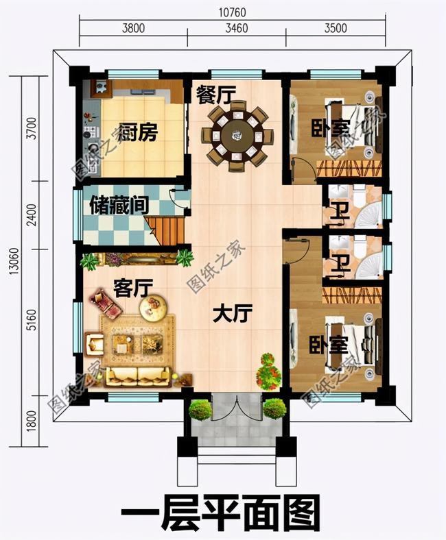 二层轻钢别墅两家合建户型(农村二层别墅自建效果图)