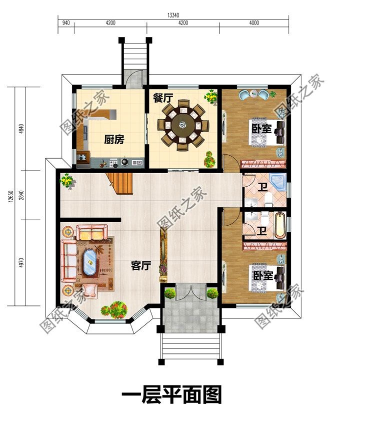 二层轻钢别墅两家合建户型(农村二层别墅自建效果图)