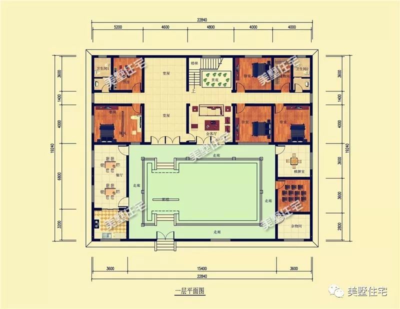 中式别墅三层四合院(双层中式四合院户型图)