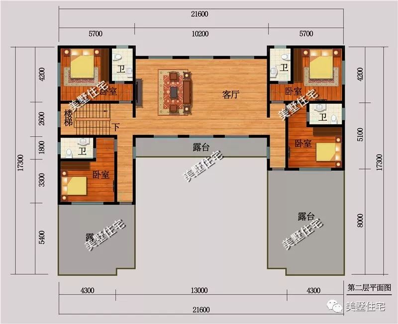 中式别墅三层四合院(双层中式四合院户型图)