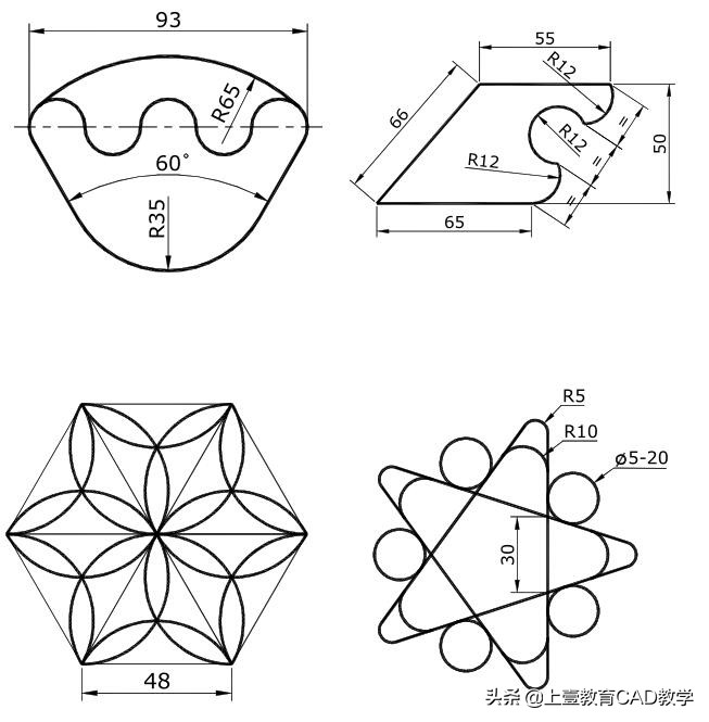 cad二维制图练习图纸(cad轴测图练习图纸)