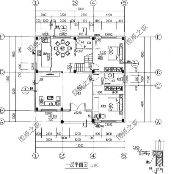 7米x7米宅基地自建房三层平面图(三层半简易自建房图)